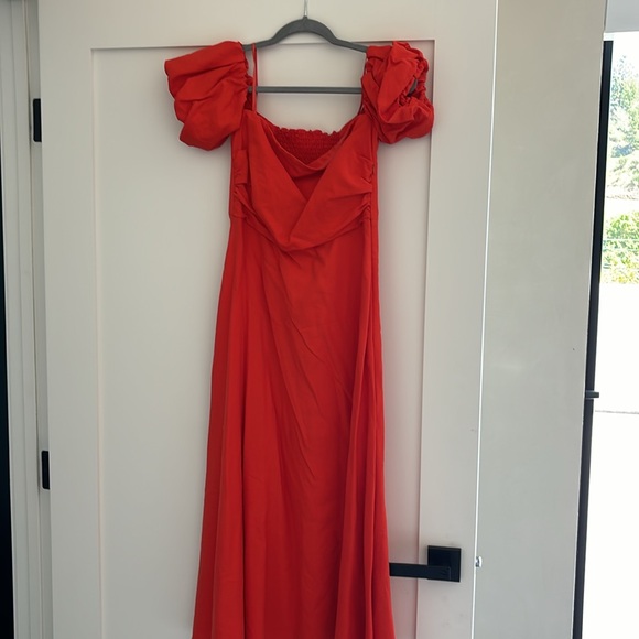 REISS SHONA PUFF SLEEVE OFF SHOULDER MIDI DRESS S - Picture 4 of 4